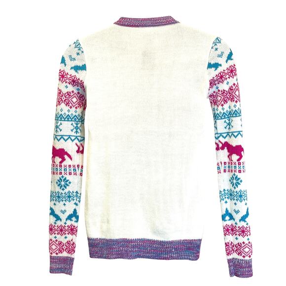 No Boundaries BELIEVE 3D Stuffed Unicorn Ugly Christmas Sweater Size Small - Picture 3 of 5